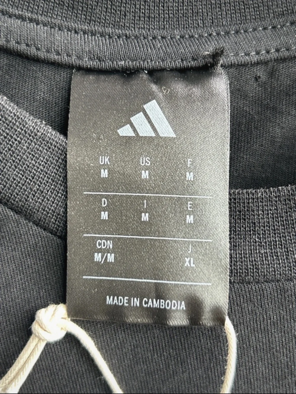 adidas Black Tee with White Shoulder Stripes